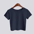 thumbnail image 2 of Outfmvch crop tops for women tube top tshirts shirts for women going out tops Round Neck Tee graphic tees for women Short Sleeve Ruched short sleeve crop Cotton Crop Tops wrap top Blue XL, 2 of 4