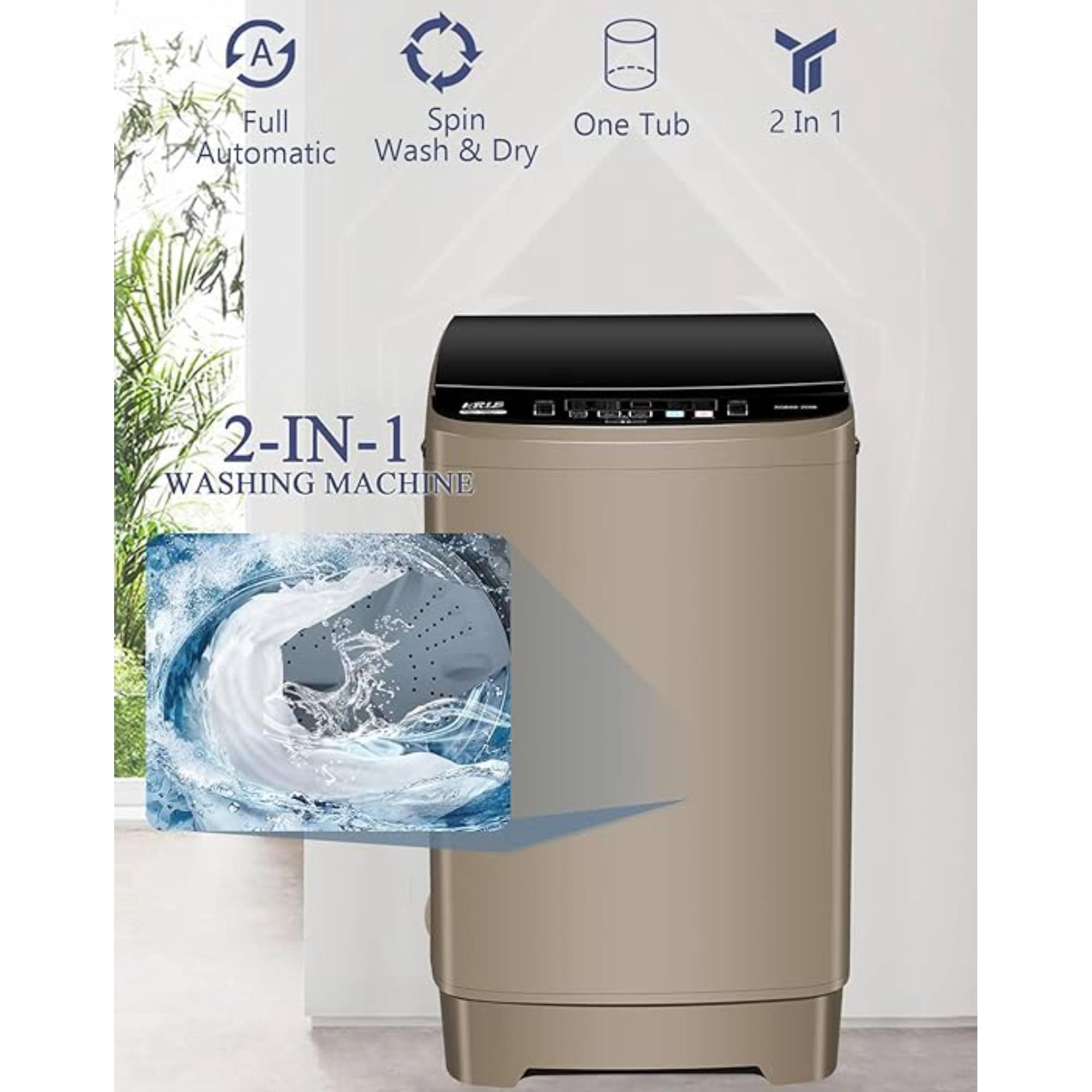 Portable Washing Machine 17.7 lbs Full Automatic Washer and dryer with 10 Programs & 8 Water Levels Lavadora Laundry Machine for Apartment,Bathroom,RV, Gold