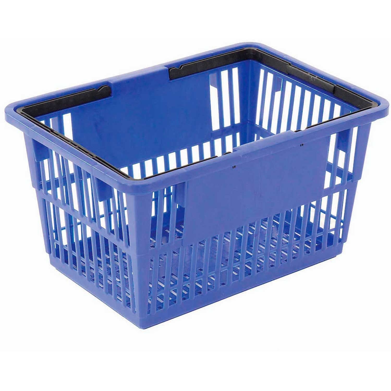 Blue Plastic Shopping Basket with Plastic Handle, Large, 193/8"L X 13