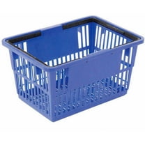 Blue Plastic Shopping Basket with Plastic Handle, Large, 19-3/8"L X 13-1/4"W X 10"H, Lot of 12