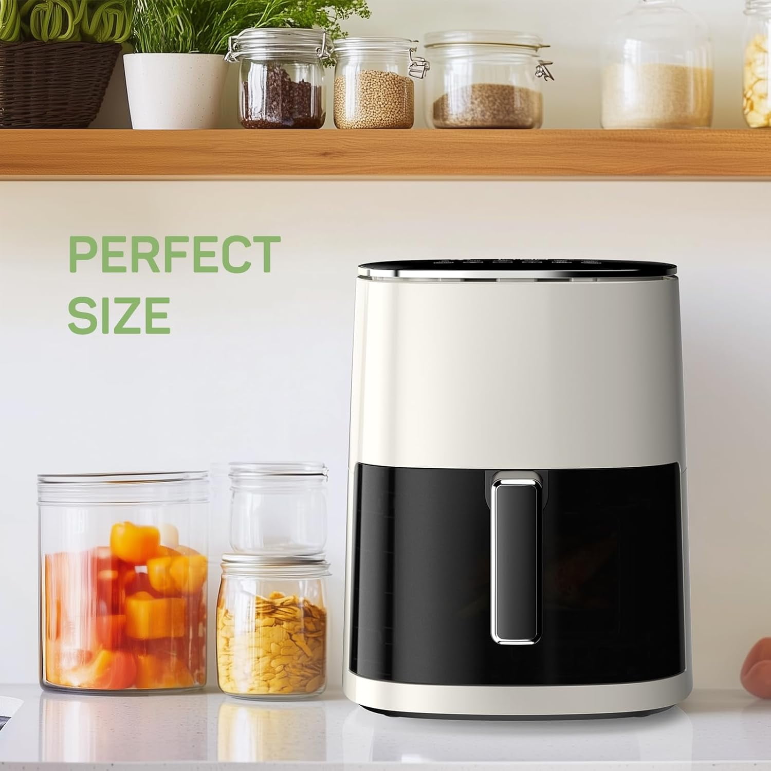 Bigleap Air Fryer, 6-Quart with Viewing Window, Beige