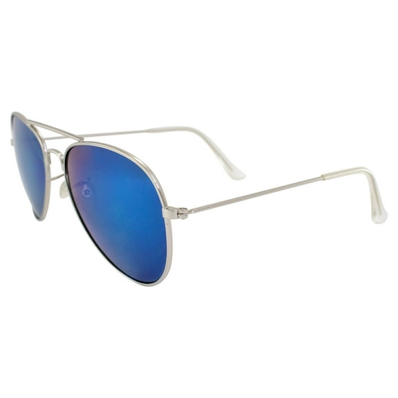 Pacific Coast Sunglasses Aviator Sunglasses Silver Chrome Frames Blue Mirror Lenses