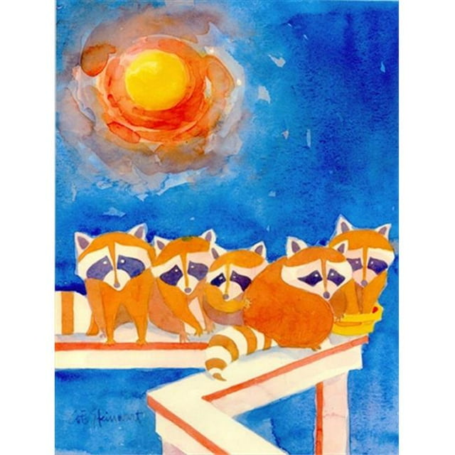 28 x 40 In. Raccoons On The Porch Flag Canvas, House Size
