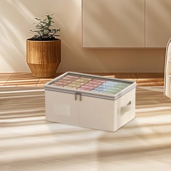 Large Clear Storage Box with Double Zipper - Thickened Fabric Wardrobe Organizer for Clothes, Bedding & Home Organization, Transparent Visible Design