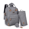 thumbnail image 1 of Mochila de bolsa de panales Dikaslon con cambiador portatil estuche de chupete gris, 1 of 2
