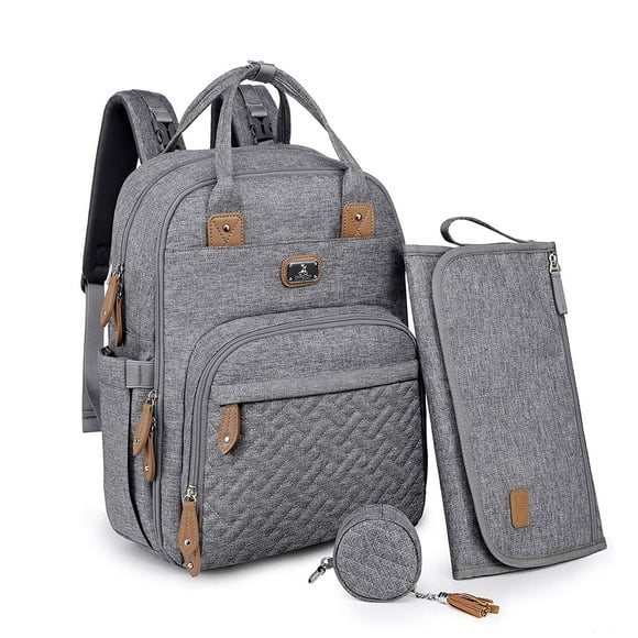 Mochila de bolsa de panales Dikaslon con cambiador portatil estuche de chupete gris