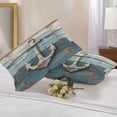 thumbnail image 3 of Outdoor Pillow Cover Nautical Blue White Anchor Set of 2 Waterproof Throw Pillowcases Vintage Wood Grain Decorative Patio Furniture Pillows for Couch Garden Indoor & Outdoor Use, 3 of 9