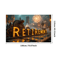 thumbnail image 3 of Retirement Themed Golden Backdrop Banner with Clock Element Party Decoration Background for Retirement Parties Photo Booths Memory Keepsakes Celebrations, 3 of 8