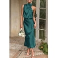 thumbnail image 5 of PRETTYGARDEN Women's Satin Dress Elegant Sleeveless Mock Neck Cocktail Party Maxi Dresses, 5 of 6