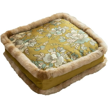 Nvzi Velvet Solid Square Chair Cushions Soft Thick with Fringes (Yellow,18"x18")