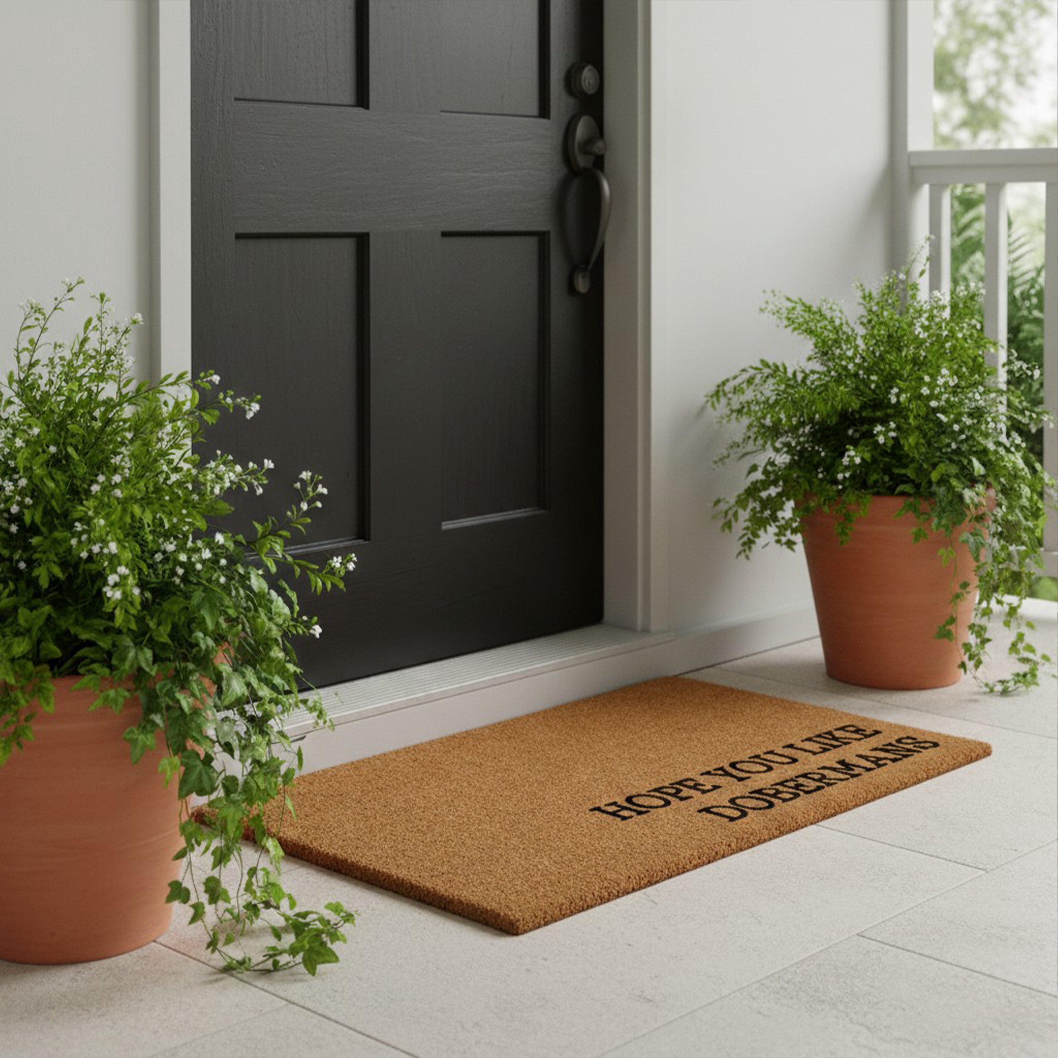 Hope You Like Dobermans Non Slip Vinyl Backing, Front Door Mat, Entryway Door Mat, 24"x36"