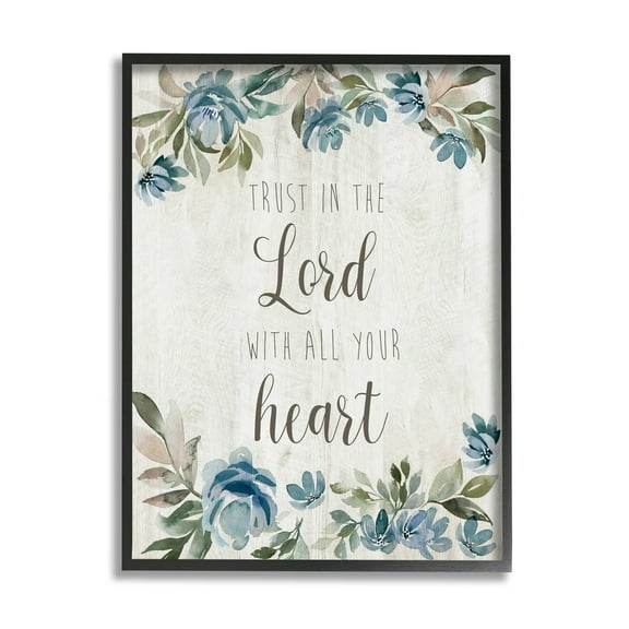 Stupell Industries Trust the Lord with Heart Vintage Blue Florals,24 x 30, Design by Kristen Brockmon
