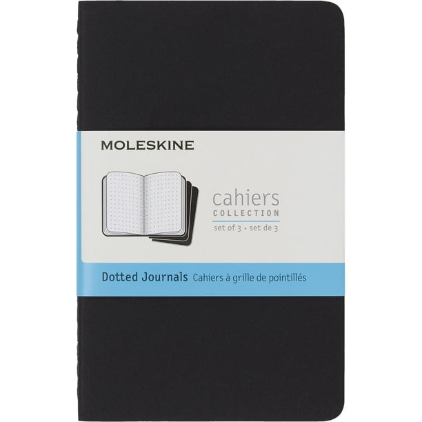 Cuaderno Moleskine con tapa blanda, bolsillo, punteado, negro, x3