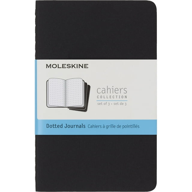 Cuaderno Moleskine con tapa blanda, bolsillo, punteado, negro, x3