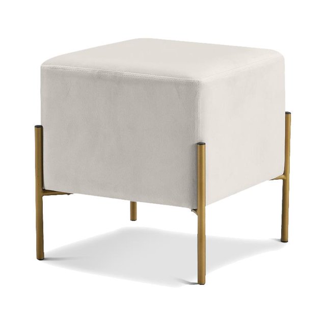 Meridian Furniture Isla Contemporary Velvet Ottoman/Stool in Cream