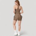 thumbnail image 5 of Women's V-Neck Cropped Tank Top with Racer-Inspired Straps and Smooth Contour Fit for Activewear - Medium, Beige, 5 of 6