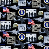 Cotton United States of America Air Force USA Patriotic Military Cotton Fabric Print by the Yard (1021af)