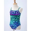 thumbnail image 6 of Zaldita Kids Girls Ruffle Trim One Piece Swimsuits Hawaiian Flounce Swimwear Bathing Suits Purple&Green Fish Scales 4, 6 of 7