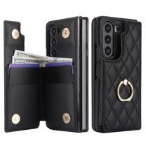 Allytech Wallet Case for Samsung Galaxy Z Fold5, Z Fold5 Wallet Case, Slim Fit Multiple Cards Slots Ring Holder Stand Bumper Shockproof Phone Case for Galaxy Z Fold 5 5G -Black