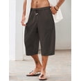 thumbnail image 3 of Men's Linen Harem Capri Pants Casual Lightweight Drawstring Yoga Pants Baggy 3/4 Beach Trousers, 3 of 6