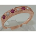 thumbnail image 2 of LBG 18k Rose Gold Cultured Pearl & Ruby Womens Eternity Ring - 4 - Sizes 4 to 12 Available, 2 of 6