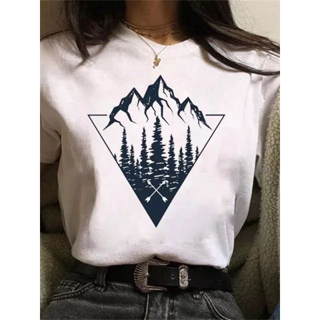Maycaur, nueva y divertida camiseta con estampado de luna, camisas blancas y negras para mujer, camiseta de manga corta con cuello redondo a la moda, camisetas de verano, camiseta informal Tan Jianjun unisex