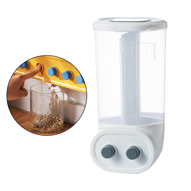 Wall-Mounted Dry Food Storage Dispenser Grains Rice Box Candy white rice Organizer 2 Grid White