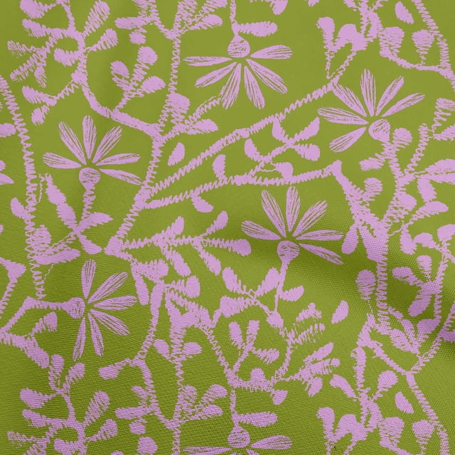 oneOone Polyester Spandex Olive Green Fabric Asian Block Sewing Craft Projects Fabric Prints By Yard 56 Inch Wide