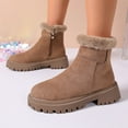 thumbnail image 3 of Xfvqtps Womens Winter Boots Warm Faux Fur Lined Ankle Booties Chunky Non Slip Sole Slip on Casual Shoes for Cold Weather Khaki, 3 of 9