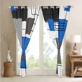 thumbnail image 4 of Erosebridal Teen Blue Square Blackout Curtains 42"Wx84"L Black Grey Geometric Square Window Curtains Black Geometry Striped Window Curtains Bedroom Modern Abstract Curtains 2 Panels, 4 of 6