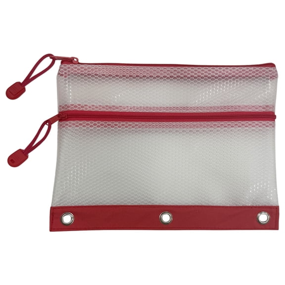 Pen+Gear 2-Zip Silicone Binder Pouch, Red