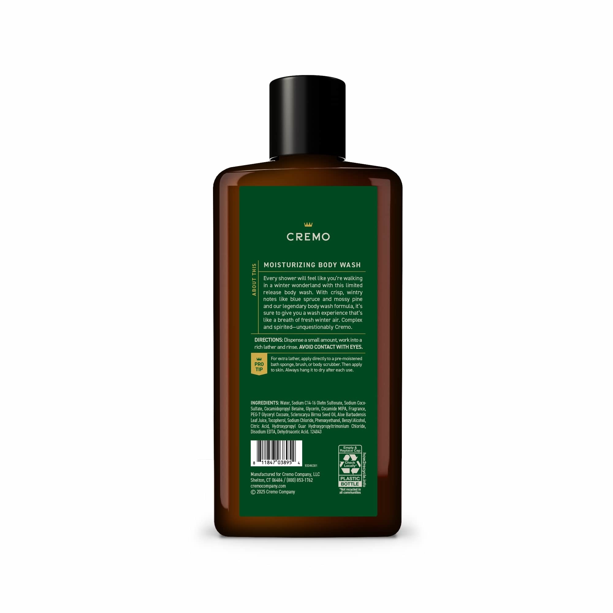 Cremo Men's Holiday Body Wash, Winter Woods, 16 fl oz