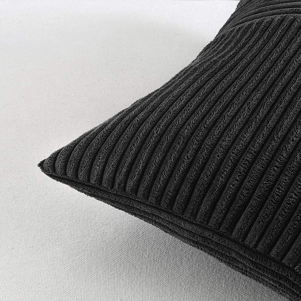 2 Packs Decorative Throw Pillow Covers for Living Room Couch Bed, Farmhouse Boho Home Decor, Soft Corss Corduroy Patchwork Textured Square Cushion Case