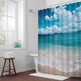 thumbnail image 3 of Summer Ocean Beach Wave Bathroom Shower Curtain, Modern Blue Marine Style Waterproof Washable Soft Bath Curtain for Bathtub Decor with 12 Hooks&Grommet, 48x72 Inch, 3 of 9