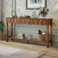 thumbnail image 3 of Wood Long Console Table, Home Sofa Table with 4 Drawers, Buffet Sideboard Desk w/Bottom Shelf, Retro Tall Console Table Accent Table for Entryway, Espresso, 144lbs, S9824, 3 of 9