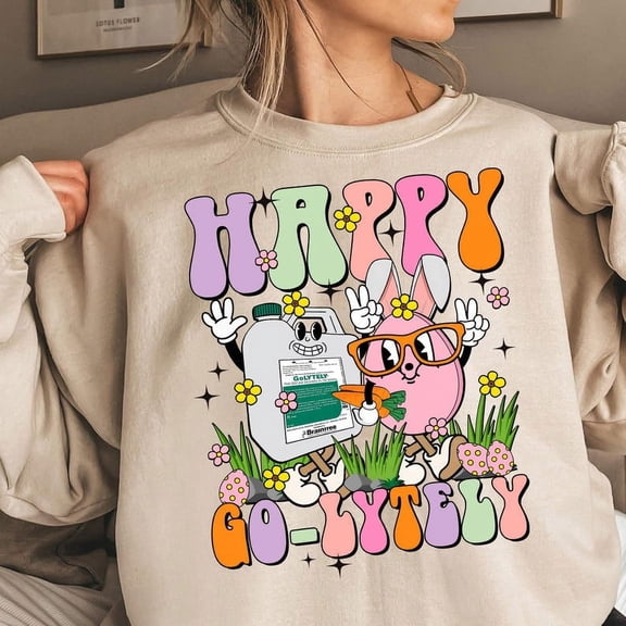 Happy Go Lytely Easter Nurse Sweatshirt, Gastroenterology Nurse Shirt, Funny GI Crew Easter Gift for Nurses