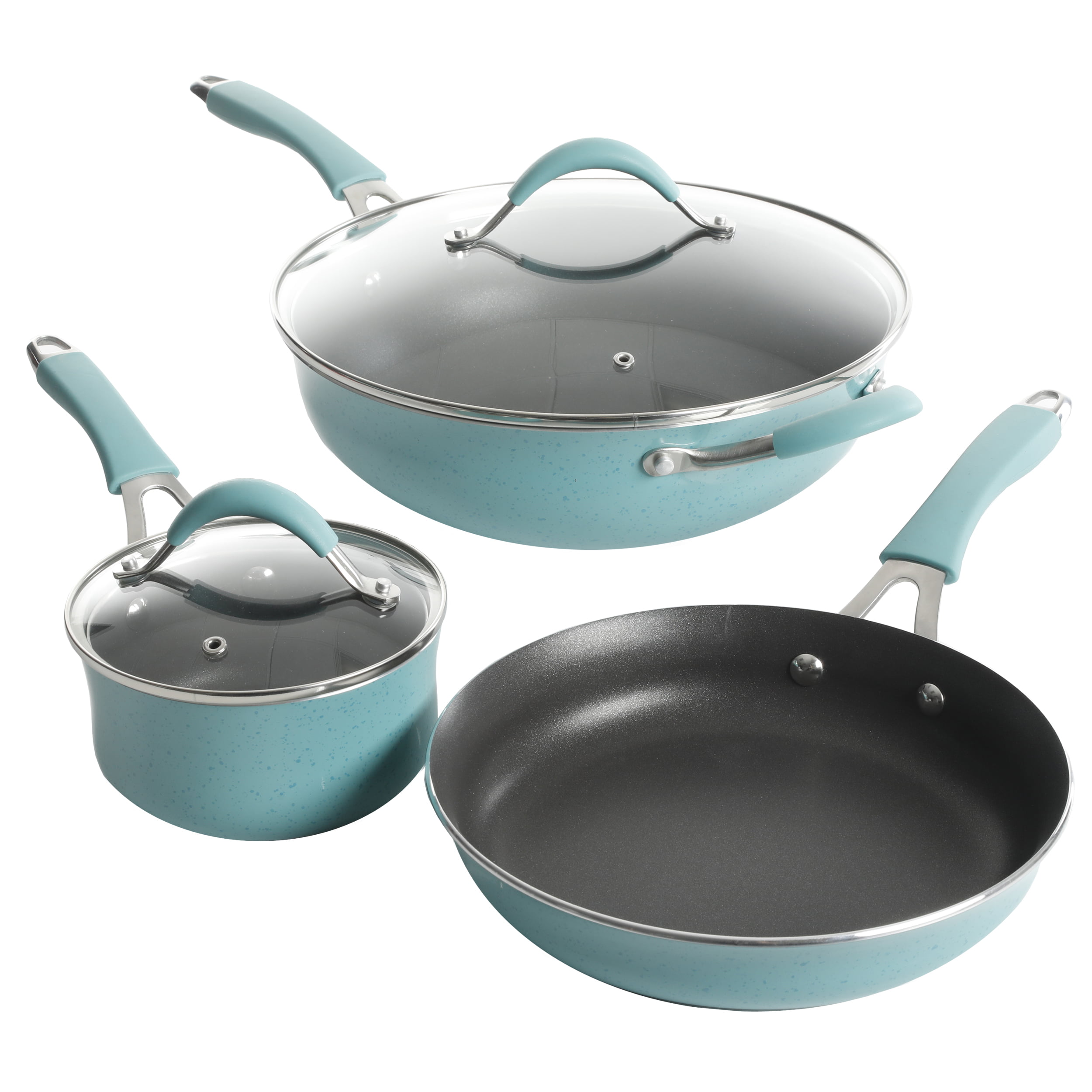 The Pioneer Woman Frontier Speckle Aluminum 10-Piece Cookware Set, Turquoise