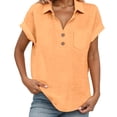 thumbnail image 2 of T Shirts for Women 2026 Summer Short Sleeve V Neck Collared Business Casual Office Work Tshirt Blouse, 2 of 9
