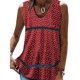 thumbnail image 2 of Top sin mangas con cuello en V para mujer, camiseta holgada con estampado de retazos, camiseta sin mangas informal suave a la moda para fiesta diaria y vacaciones, 2 of 5