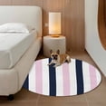 thumbnail image 3 of Navy Blue Pink Striped Round Living Room Rugs 3.3 ft, Modern Washable Area Rug with Non-Slip Sturdy Edge Binding Round Front Door Mat Floor Carpet for Entryway, 3 of 9