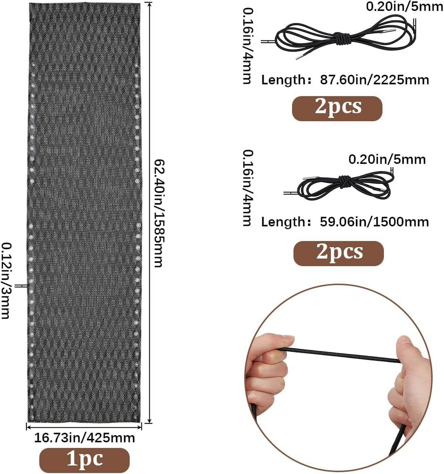 Zero Gravity Chair Replacement Fabric Antigravity Folding Lounge Chair Cloth Part with 4PCS Patio Recliner Repair Elastic Lace Cords for Garden Lawn Bungee Chair Outdoor Sun Loungers Black