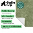 thumbnail image 3 of GORILLA GRIP Chenille Bath Rug 36x24, Rubber Back Quick Dry Washable Microfiber Bathroom Mats, Sage Green, 3 of 10