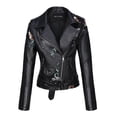 thumbnail image 5 of Giolshon Womens Faux Leather Casual Short Jacket Fashion Moto Bike Floral Coat for Spring and Fall, 5 of 7