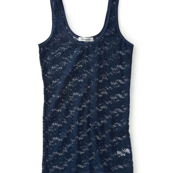 Aeropostale Womens Sheer Lacey Tank Top, Blue, Juniors, Small