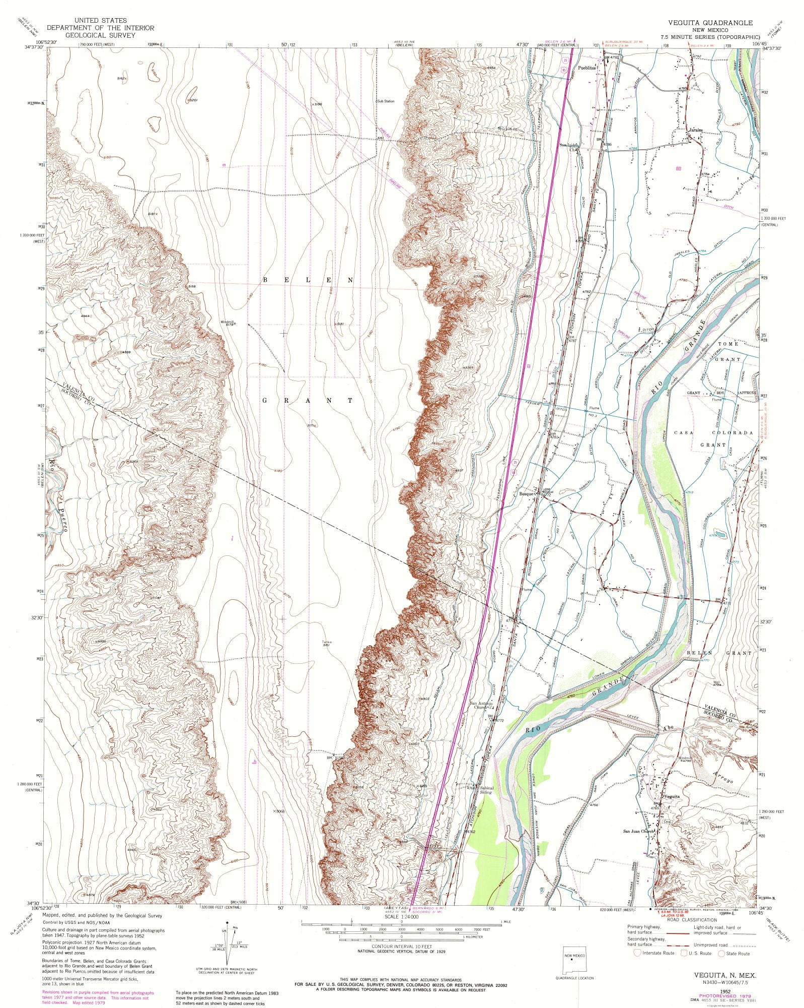 Veguita New Mexico Quad USGS 1952 23 x 28.81
