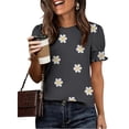thumbnail image 7 of JTZGDY Blouses for Women Dressy Casual Summer Boho Floral/Polka Dot/Tie Dye/Plaid Printed Short Sleeve Womens Crewneck Graphic Tshirt Tops with Smocked Cuffs E-Black#01 XL, 7 of 7