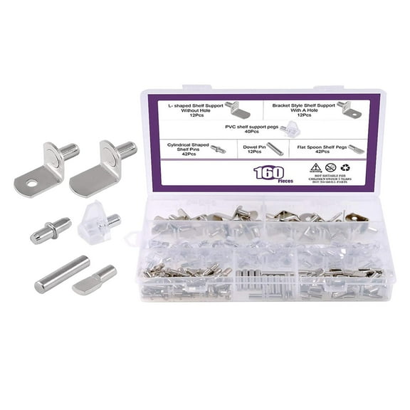 160Pcs Shelf Pins assortment set, Shelf Bracket Pegs Cabinet Furniture Shelf Pins Support for Shelf Holes on Cabinets