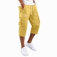 thumbnail image 2 of Zimjoy Cargo Shorts for Men Loose Fit Stretch Lightweight Elastic Waist Below The Knee Bermuda Casual Outdoor Work Shorts with Pockets Yellow M, 2 of 6