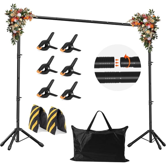 Backdrop Stand, Adjustable 10x7.5 FT Background Stand Backdrop for Parties