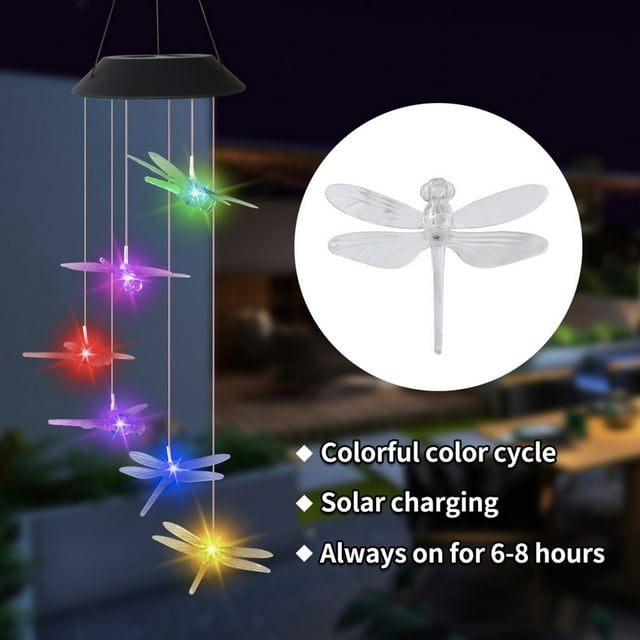 Dvkptbk Wind Chimes LED Solar Charging Color Changing Wind Chime Lamp Courtyard Garden Decoration Home Decor on Clearance
